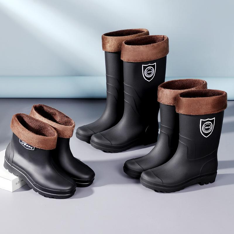 Frosted rain shoes men's fashion waterproof, non-slip and wear-resistant medium tube fishing work