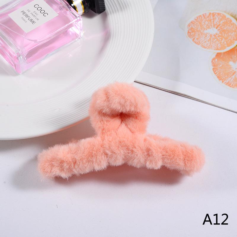Frauen Haar Klaue Plüsch Clip Nette Koreanische Herbst Winter Solide Elegante Acryl Pelz