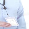 Extendable ID Card Holder Transparent Badge Case with 40cm Retractable Reel