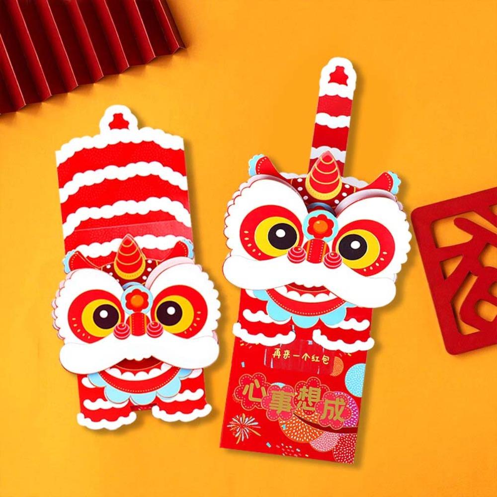 6pcs Traditional Scratch Card Money Bag Hongbao Red Pocket  Lunar New Year Gifts
