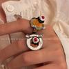 Fashion Hip Hop Design Cake Ring Cherry Chocolate Fruit Cake Afternoon Tea Ring Birthday Gift Accessories Cute Food Rings Girl