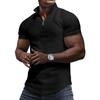 Men's Polo Shirt T-shirt Men's Short Sleeve Solid Color Zipper Small Checkered Summer Breathable Casual Shirt