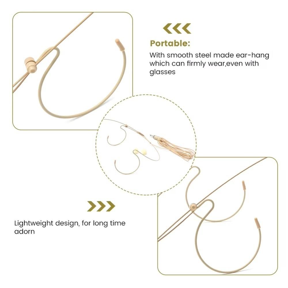 3.5mm 3 Pin Headset Mic Beige Amplifier Voice Speaker Headworn Microphone  Microphone Accessories