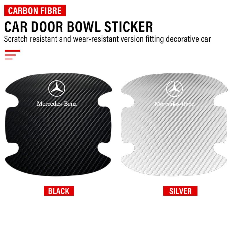 4Pcs Carbon Fiber Car Door Handle Protection Emblem Sticker For Mercedes Benz AMG W212 W205 W246 W177 W176 W213 GLC GLE GLS ML Welcome Laser