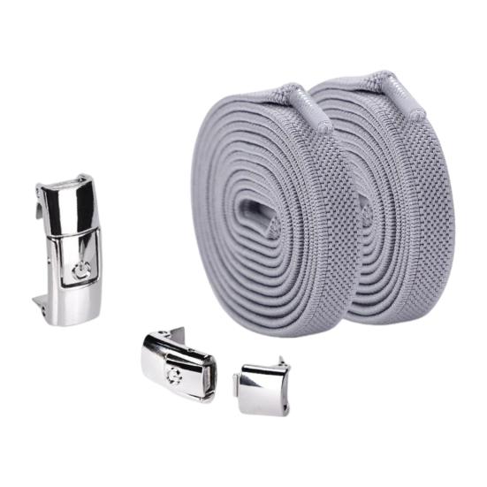 1 Pair 8mm No Tie Shoelaces Buckle Closing Opening Solid Color Flat Elastic Multipurpose Kids Adult Lazy Shoe Laces for Outdoor