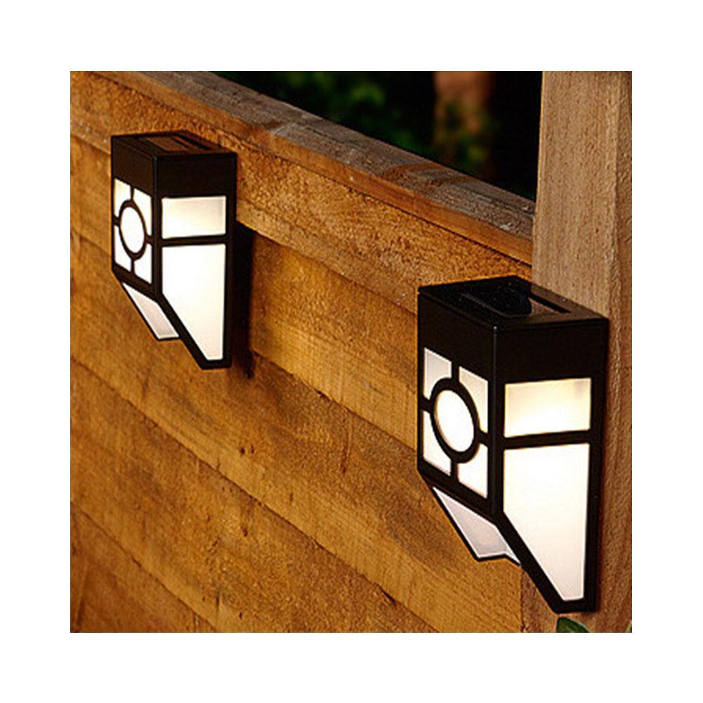 

2 LED Solar-powered Wall Lamp Light Sensor Yard Street Fence Light Decoration warm light #1