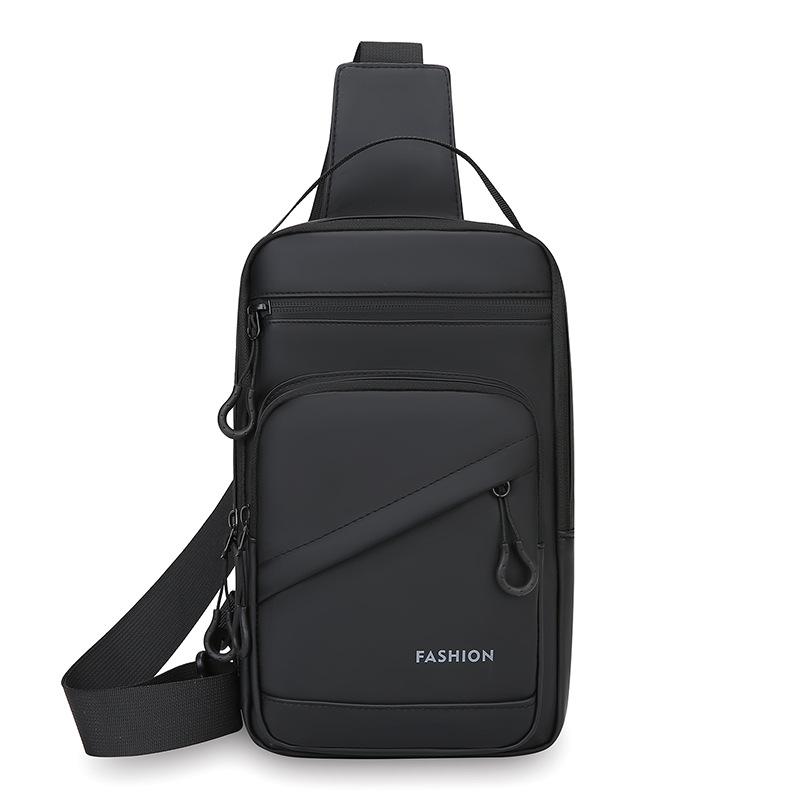 

Мужская однотонная сумка кроссбоди, спортивная нагрудная сумка для улицы, большая вместимость, сумка через плечо для поездок на работу чёрный