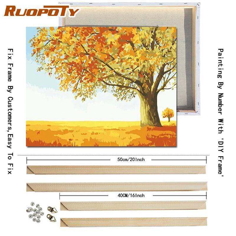 RUOPOTY Flower Scenery Diy Frame Painting By Numbers Acrylic Wall Art Landscape Canvas Painting Modern Oil Painting 40x50cm