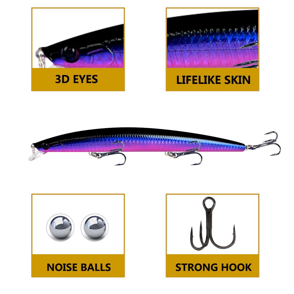 Minnow Fishing Lure Laser Hard Artificial Bait 18cm 24g 3D Eyes Sharp Hooks Sea Fishing Bait Colorful Crankbait Wobblers