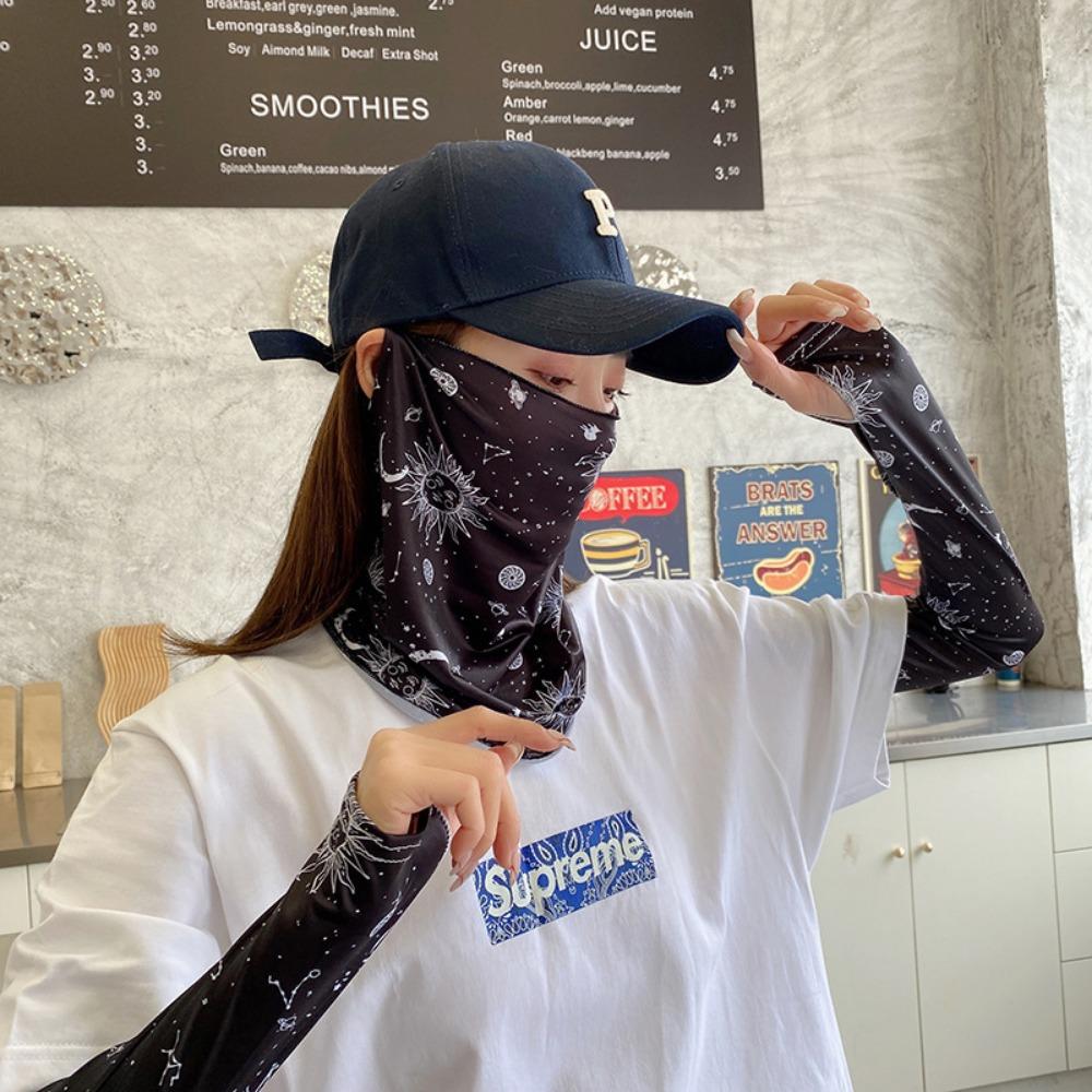Sunscreen Mask, Men's and Women's Ice Silk Hanging Ears, Neck Protection, Scarf, Summer Sunshade