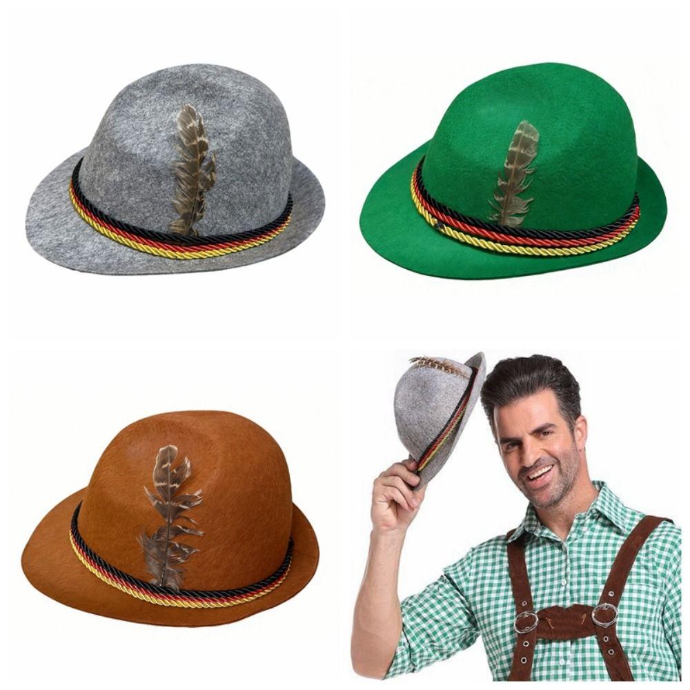 Dress Up Feather Decors Hat Bavarian Costume Cosplay Cap Oktoberfest Hat  Halloween Props
