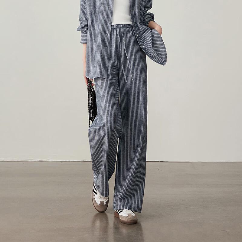 SOFSIL Women s 2026 Spring Vertical Stripe Straight-Leg Pants 27/M