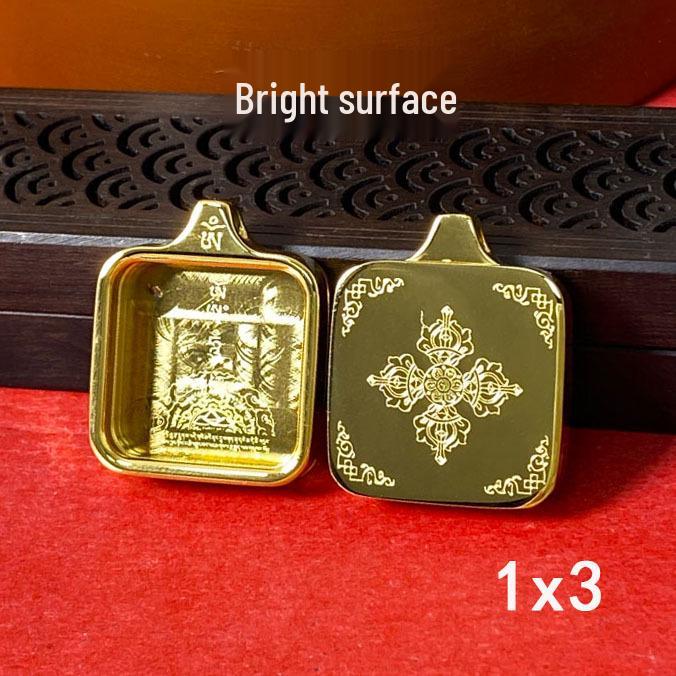 Tibetan Thangka Gold Necklace: Non-fading, Waterproof GAU Box Pendant, Multi-size Options
