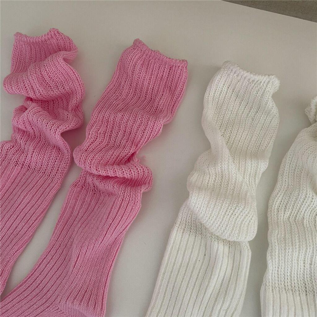 Women's Chunky Knit Over-the-Knee and Mid-Calf Mesh Socks - Breathable Ice Silk, Perfect for Outer Wear