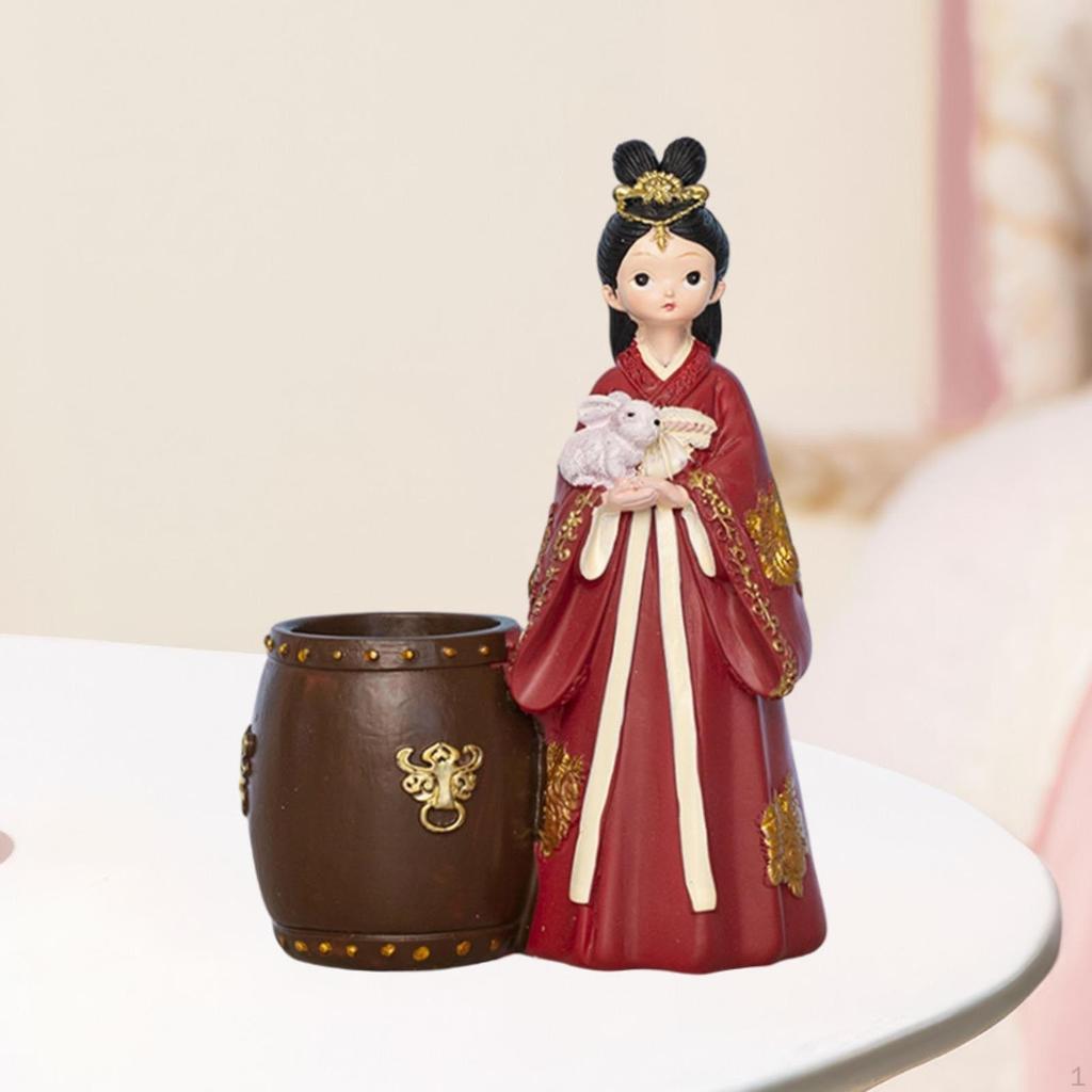Pen Holder Ancient Beauty Cartoon Animal Desk Decor Makeup Brush Elegant for Countertop