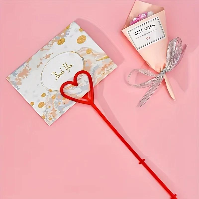 10 Stück, Kurze Blumeneinsätze mit herzförmigen Herzen, Blumensträuße, Kurze Plastikkartenhalter