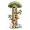 Cute Cartoon Tree Animals Wall Sticker Raccoon Squirrel Bunny Elephant Peel Stick Decal for Kids Bedroom Nursery Playroom Decor
