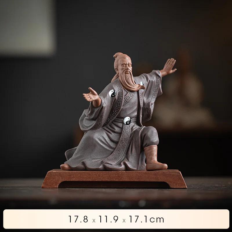 Čínské zenové řemeslné výrobky z fialové hlíny, Tai Chi, Zhang Sanfeng, legendární postavy, ozdoby, bytové doplňky, dekorace do obývacího pokoje