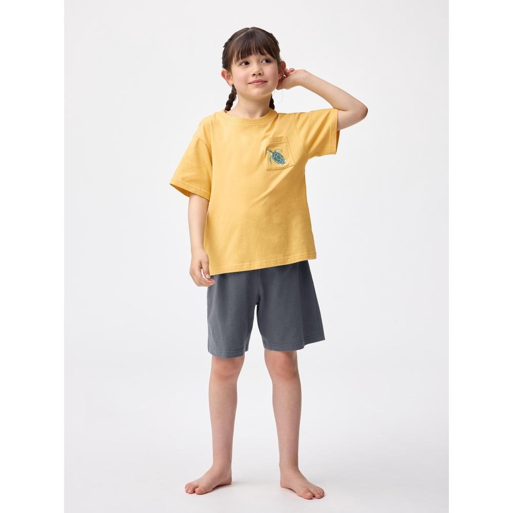 Gu By Uniqlo Kids  Unisex  Cotton Lounge Set  Short Sleeve   Shorts   Turtle 