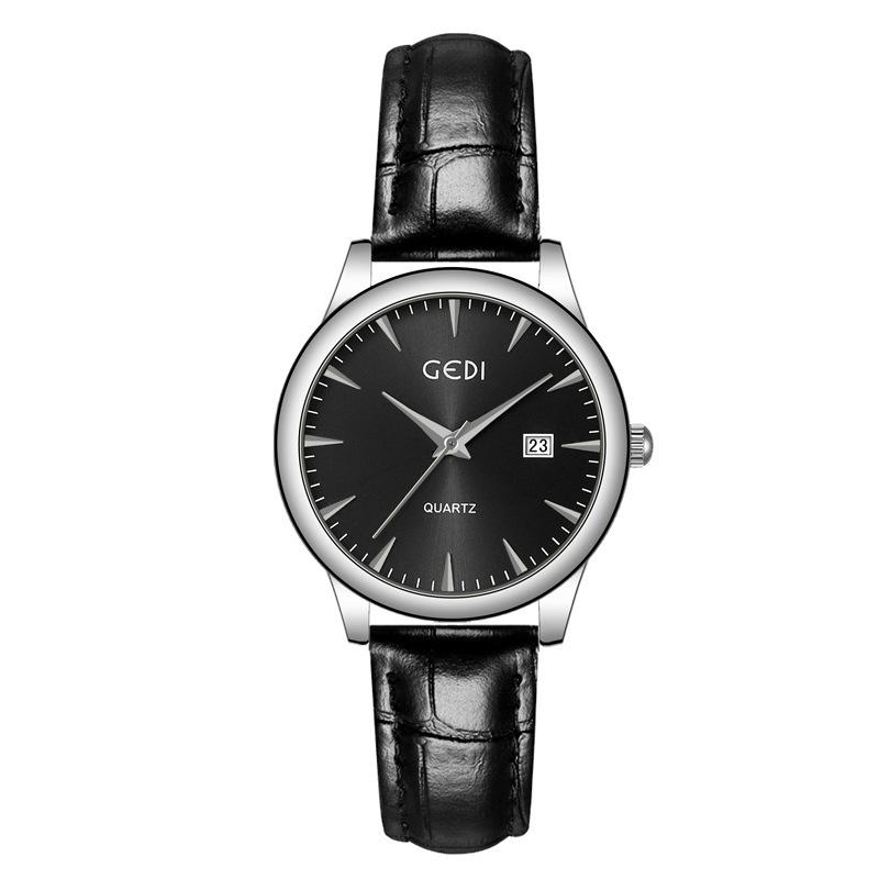 Paar Klassische Lederuhr Einfach Hochwertig Kalender Wasserdicht Quarz-Uhr Wertvolle Uhr