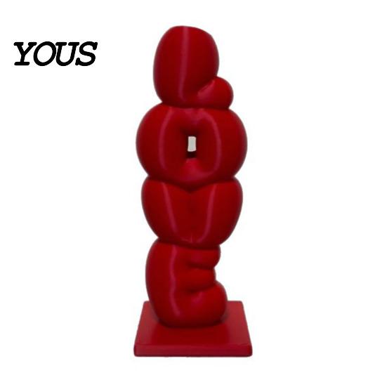 Delicate Texture Vase Decorative Flower Vase, Love Shape Design Letter Stacking 3D Printed Smooth Surface Ornament for Valentine Day