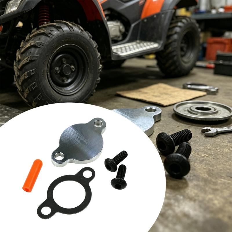 Replacement Engine Plate Kit for YFS200, Oil Injection Block Off Plate Assembly with Gasket, Seal Piece and Mounting Bolts for Maintenance Use