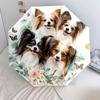 Papillon with Tongue Sticking Out  Pattern, Automatic Folding Umbrella, Portable and Foldable Design, 8 Ribs, a Christmas or Birthday Gift.