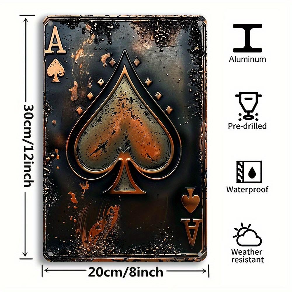 Poker Theme Aluminum Metal Sign Vintage Casino Game Room Wall Decor Plaque for Bar