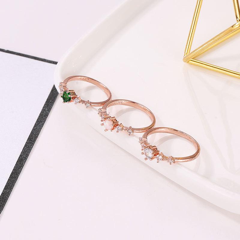 Sparkling Diamond-Studded Metal Pinky Ring In Fresh Copper for Women