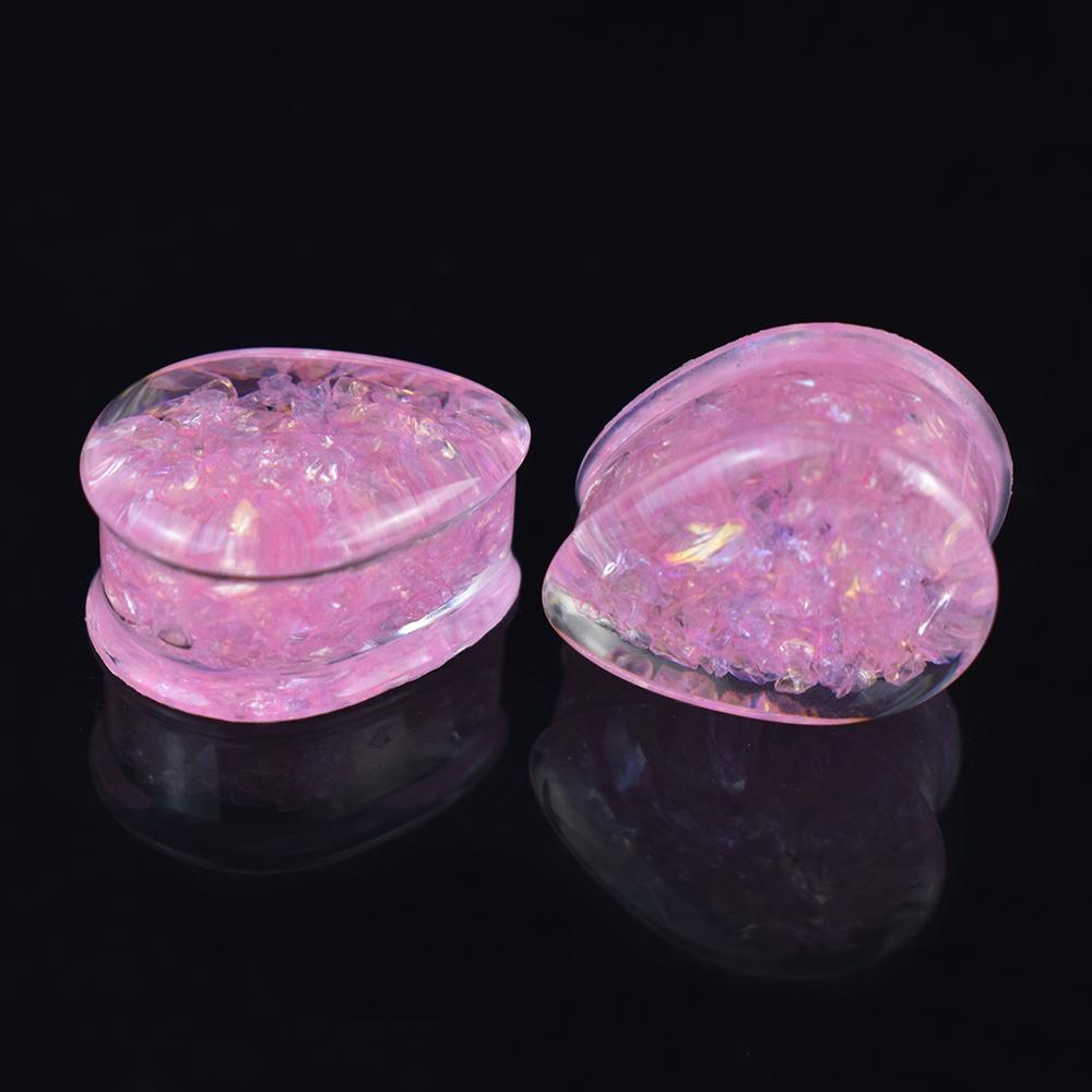 2pcs 8-50mm Multicolore Paillettes Brillantes Goutte d'Eau Plug d'Oreille Tunnels Jauges Écarteur Élargisseur d'Oreille Bijou de Corps pour Femmes Hommes