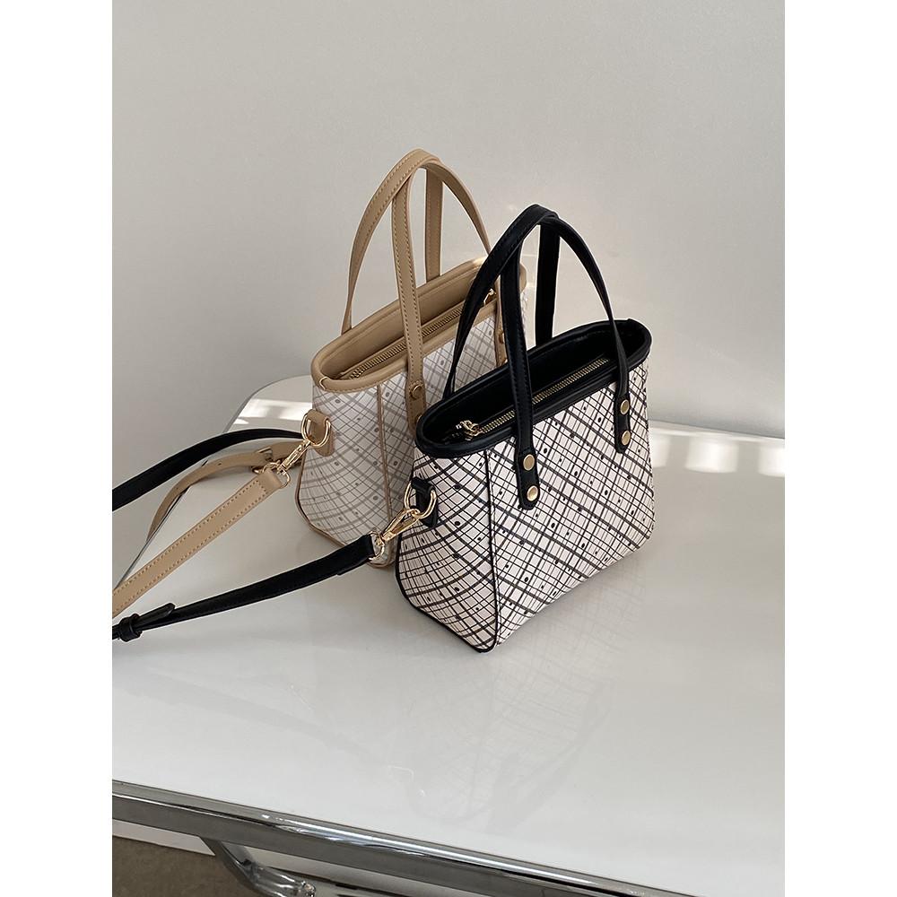IELGY Female Bag Vegetable Basket Portable Plaid All-Match One-Shoulder Cross-Body Bag
