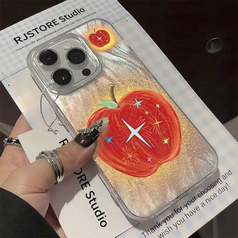 

IMD Feather Yarn Suitable for Apple 16promax Protective Case Apple 15 Mobile Phone Case Red Apple Cute Star Hard Shell Apple 16
