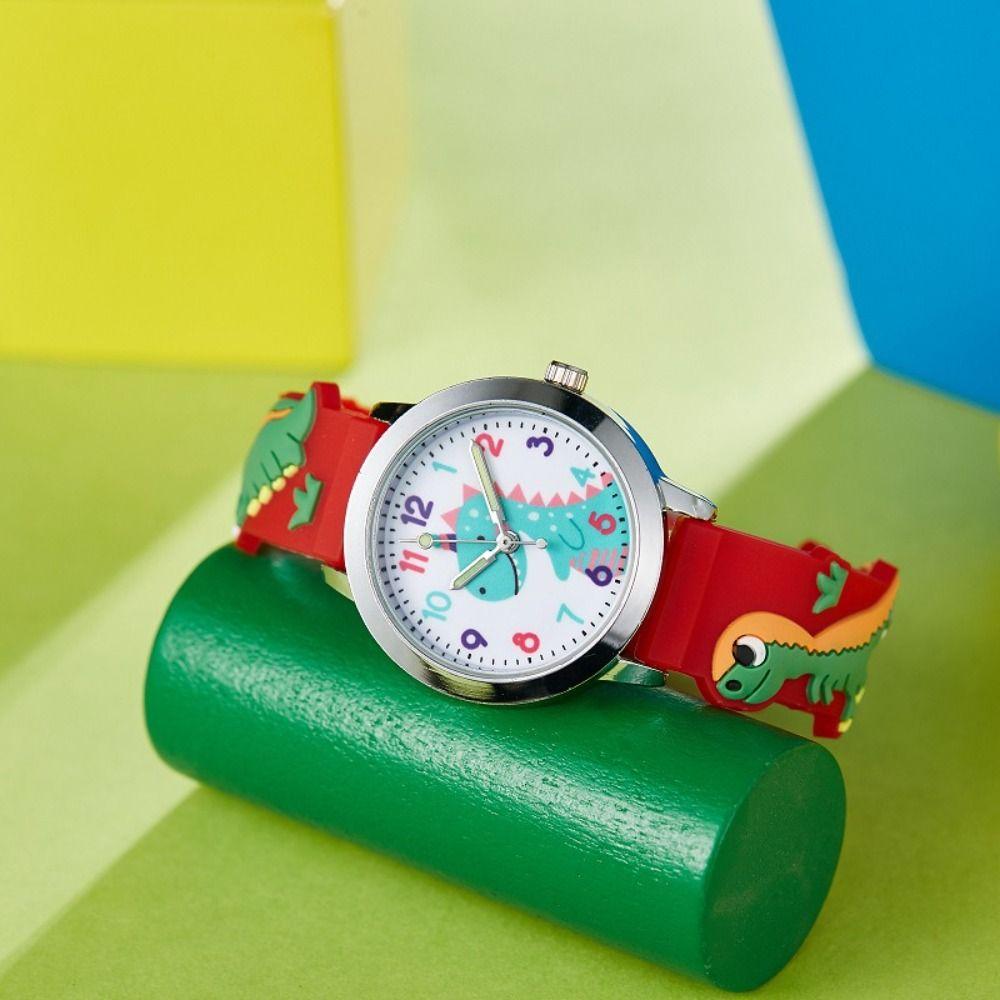 Round Dinosaur Wristwatch PU Watchband Wrist Watch Fashion Quartz Watch