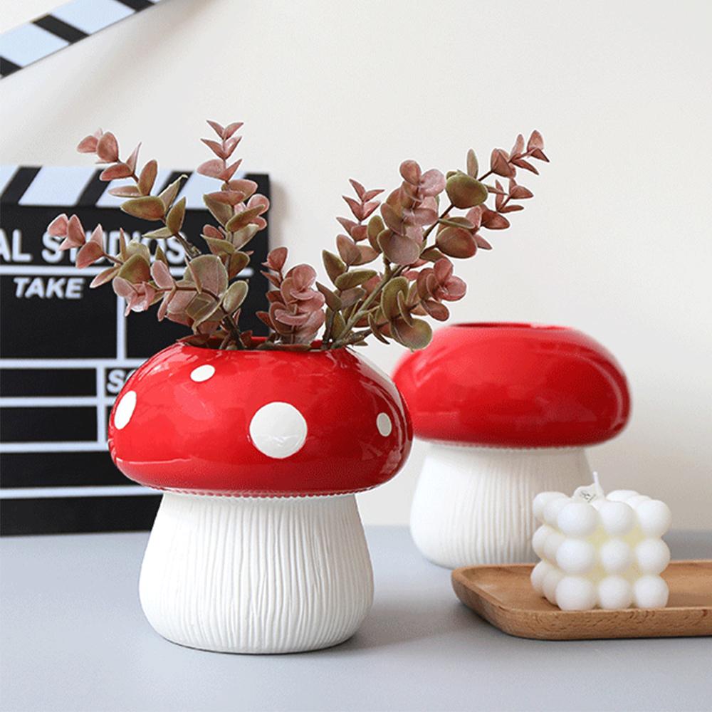 Kreative Pilz Vase Keramik Hydrokultur Vase Blume Anordnung Wohnkultur Desktop Ornamente Blumentopf
