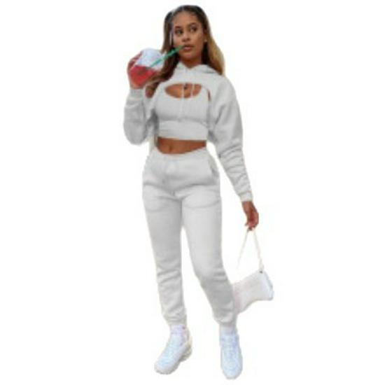 Women's 2025 Autumn/Winter Hooded Cape Fleece Sweatshirt and Long Pants Vest Set