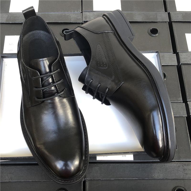 Round Head Leather Shoes Men'S Business Dress Casual Leather Breathable Men'S Suit Work Shoes Groom Wedding Men'S Shoes