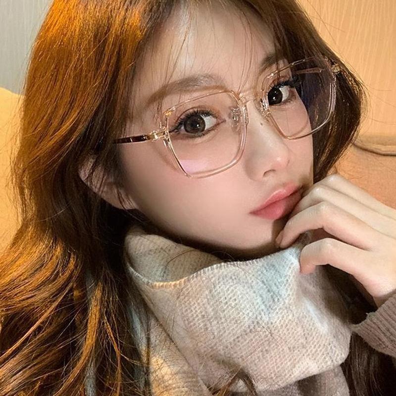 Trendy Anti Blue Light Glasses Frame For Girls Korean Version Fashion Plain Large Square Myopia Men Eyewear Reading Glasses
