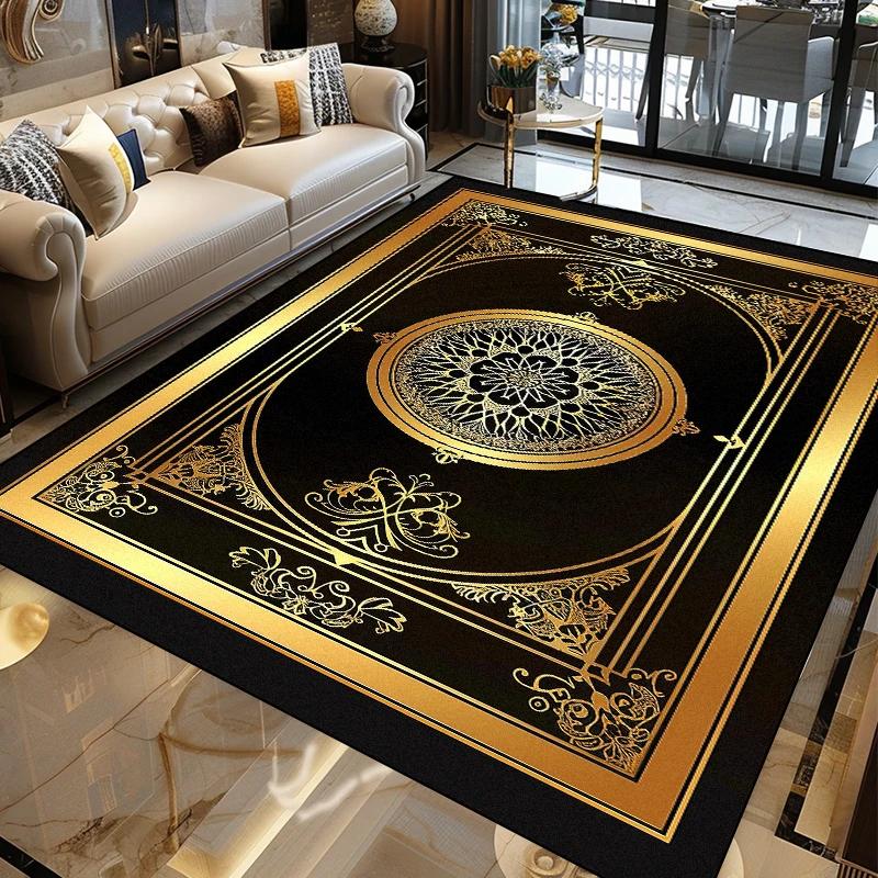 

Luxury Modern Golden Carpet for Living Room Abstract Decoration Large Carpets Coffee Table Side Rug Rooms Decor Mat Tapis Salon 60*90cm