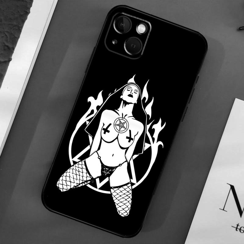 Satan Satanic Nun Phone Case For iPhone 15 14 Pro Max 11 13 12 Mini X XR XS Max SE 2020 7 8 Plus Cover Capa