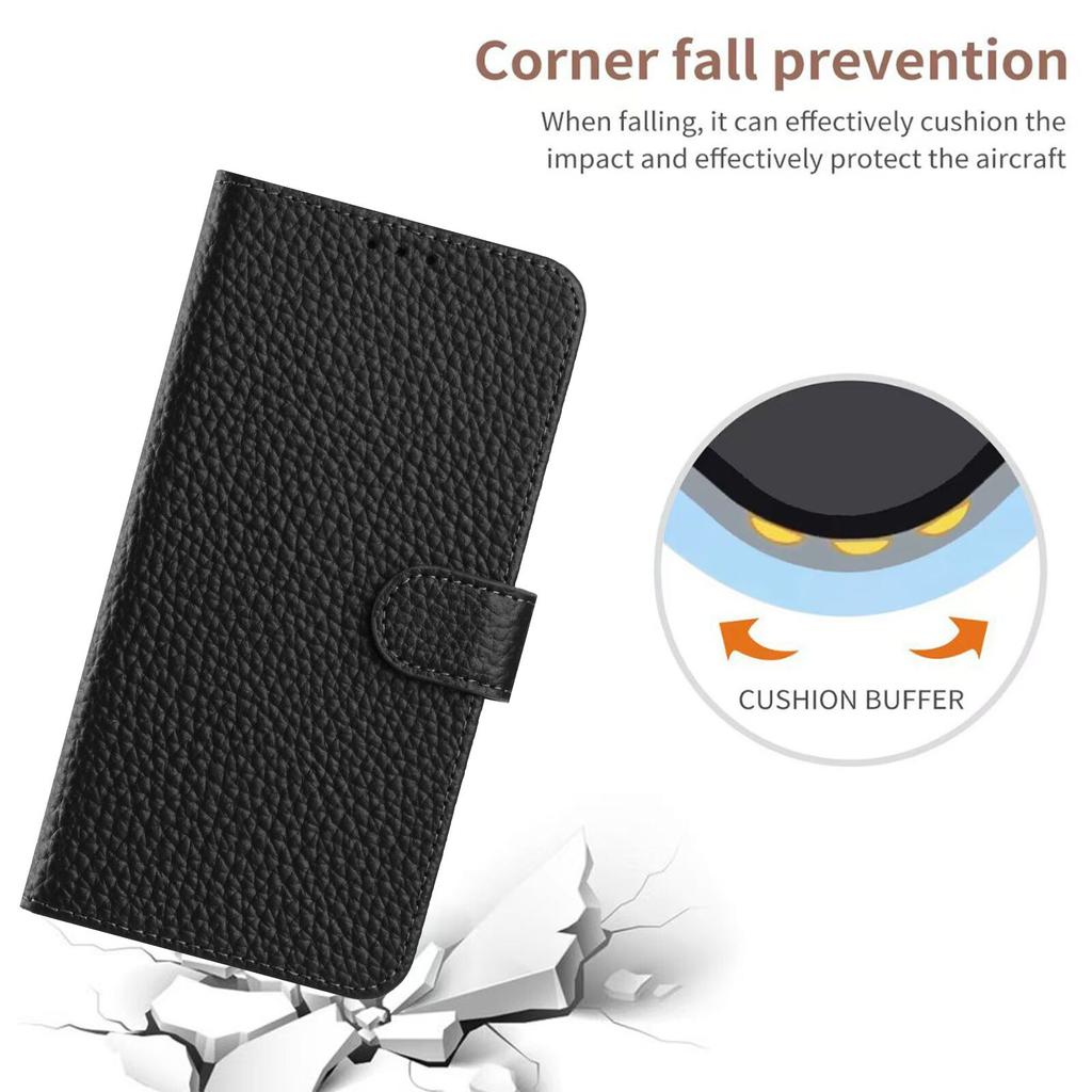 For Xiaomi Redmi 15 5G Case Wallet Stand Litchi Texture Genuine Cow Leather Flip Phone Cover