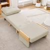 3-in-1 Sleeper Chair with Sleep Function, Foldable Relax Chair & Guest Bed, Lounge Chair with 5-Way Adjustable Backrest and Rattan Armrests, Beige.