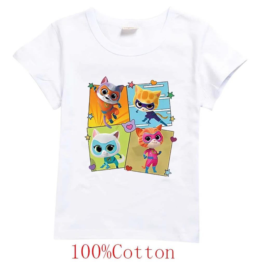 Game Super Cat Costume Kids SuperKitties T Shirt Baby Girls Summer Clothes Toddler Boys Cotton Tshirt Children Short Sleeve Tops