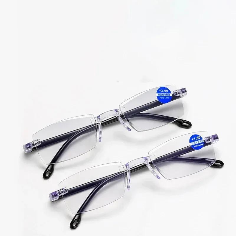Blue Light Blocking Reading Glasses Women Men Cutting Frame Presbyopia Eyeglasses HD Lens Farsighted +1.0 To +4.0