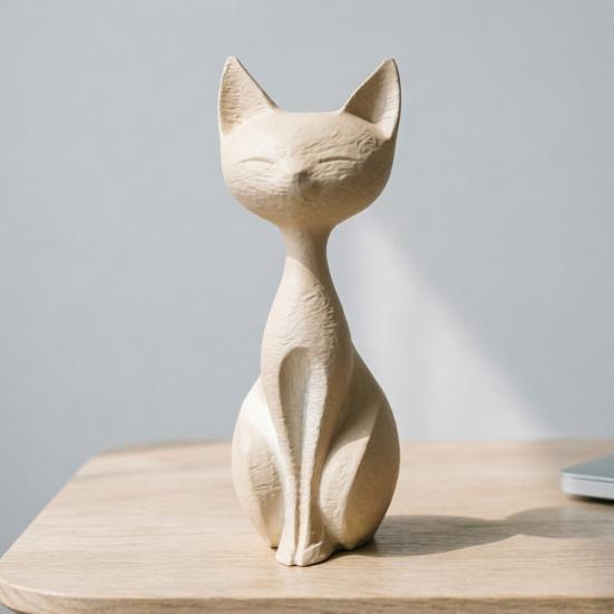 Elegant Cat Statue 3D Printed Minimalist Art Cat Sculpture Collectible Kitten Figurine for Desk Wine Cabinet Bedroom Bedside Decor Gifts