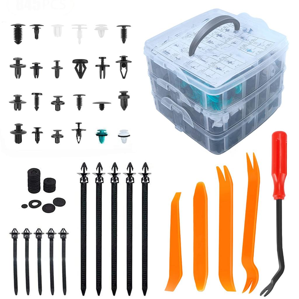 Camtern 845 Pcs 24 Pcs Universal Car Fender Bumper Clip Push Rivet Fastener Push
