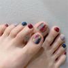 24Ps Glossy Lake Blue Press on Toe Nails Artificial Acrylic Fake Toenails Full Coverage Removable Wearable Toe Nail Art Finished