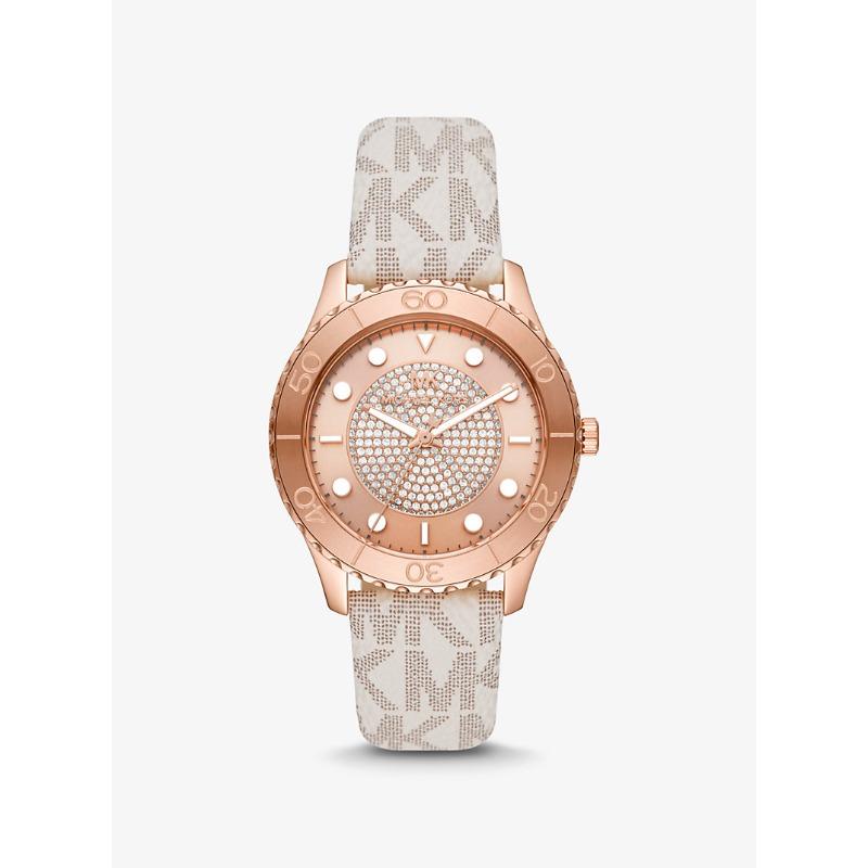 

Женские часы Michael Kors Oversized Runway Dive с паве, покрытие цвета розового золота, с логотипом MK6980 розового золота