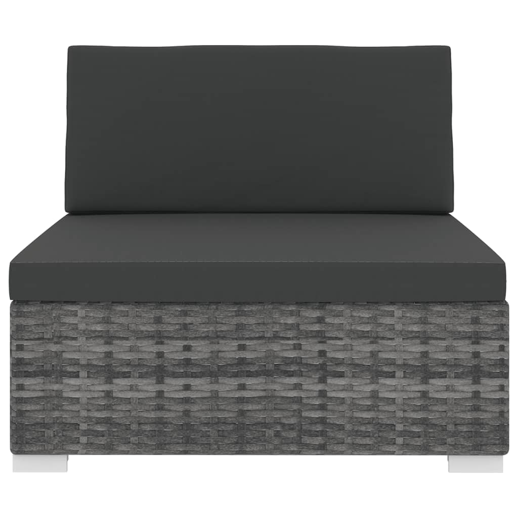 Modular Medium Sofa with Cushions Poly Rattan Grey