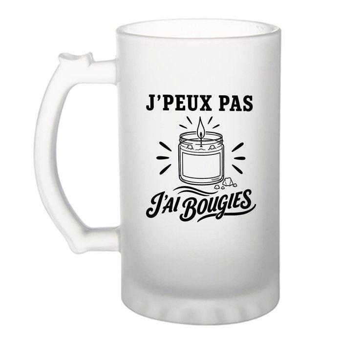Chope à bière - PLANETEE - J'peux pas (minimaliste) - Givré - Verre trempé 470 ml - Imprimée en Bretagne