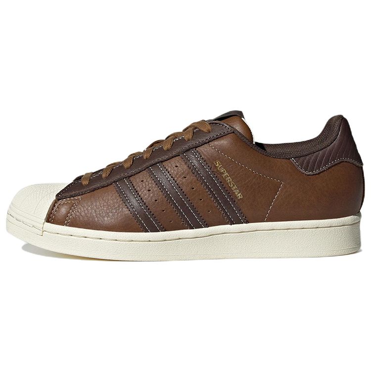 Adidas Originals Superstar Leather Classic Casual Shock Absorbing Durable Low Top Sneakers Unisex Sneakers Dark-Brown GW4438
